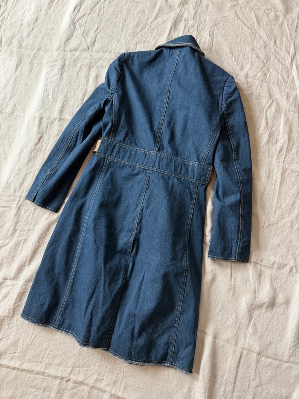 Vintage cotton denim longline jacket xs to small - Picture 15 of 15